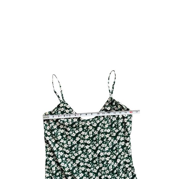 Reformation Crimini Dress Green Floral Side Slit Midi Slip Dress Women’s Size 6 - Picture 10 of 12